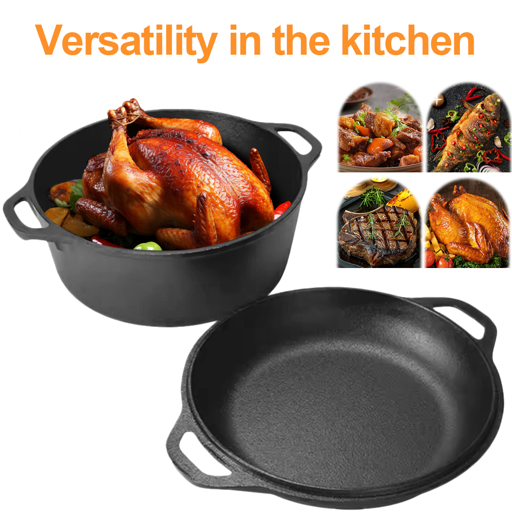 Camping Cooking Cast Iron - 2 in 1 Cast Iron Dutch