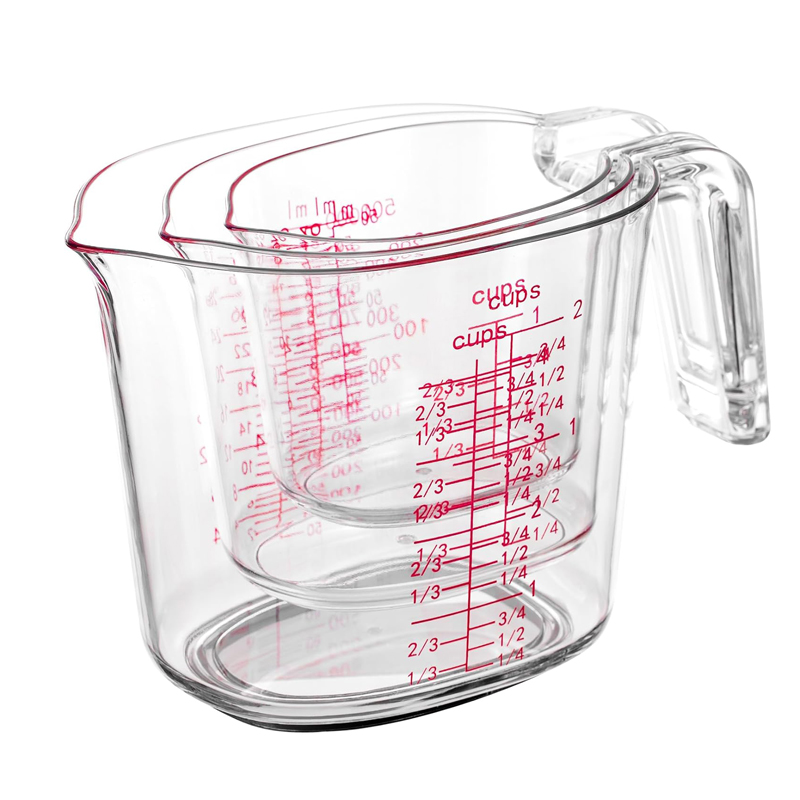 Camping Cooking Tool Set - 1Cup,2Cup,4Cup transparent Nesting Measuring Cups Set