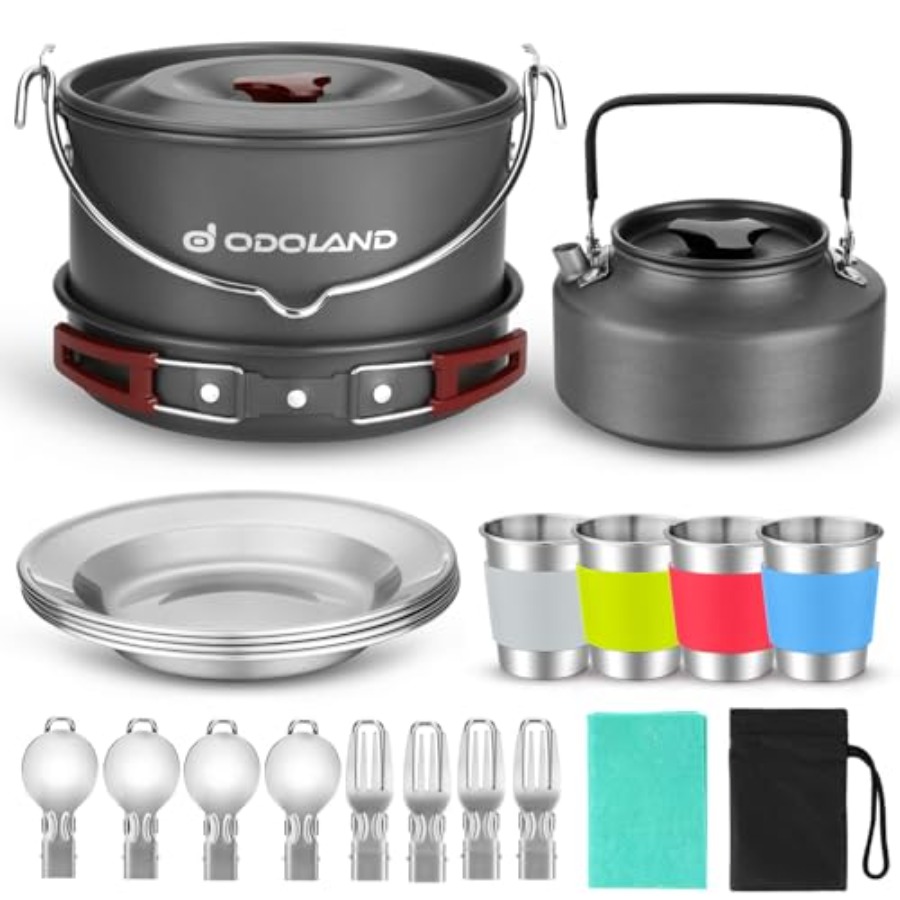 Camping Cooking Pot Large - 22pcs Camping Cookware Mess Kit, Large