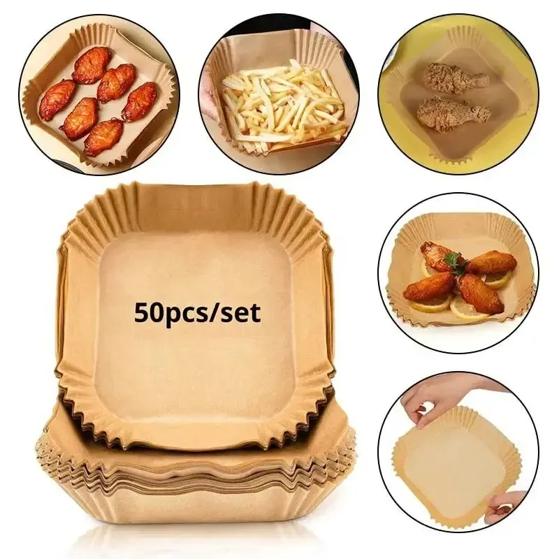 Camping Cooking Tool Set - 50pcs/set Air Fryer Papers Disposable Oil-proof