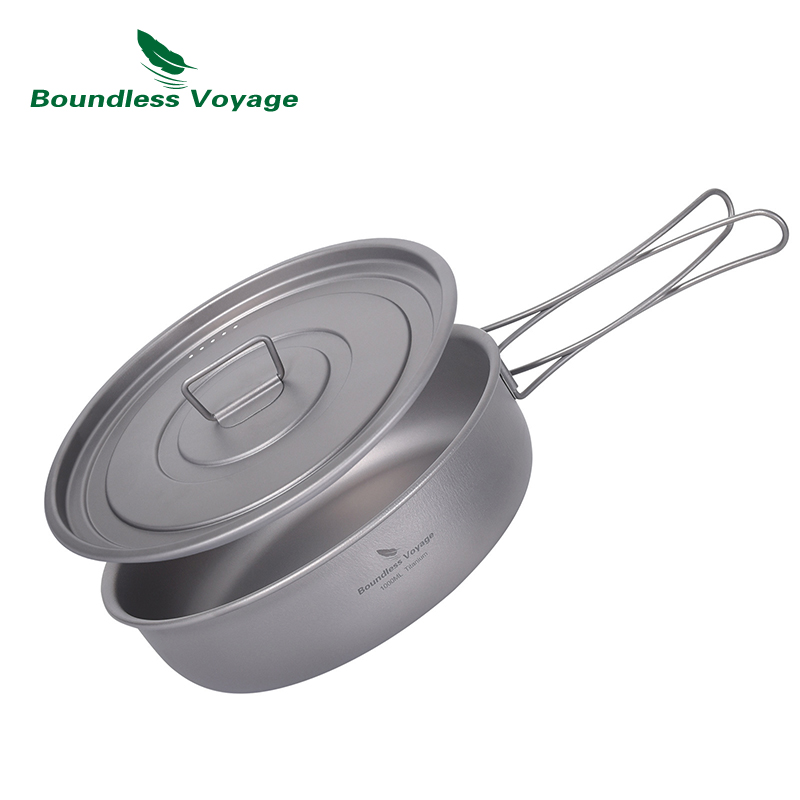 Mess Kit Titanium - Boundless Voyage Titanium Non-stick Skillet with