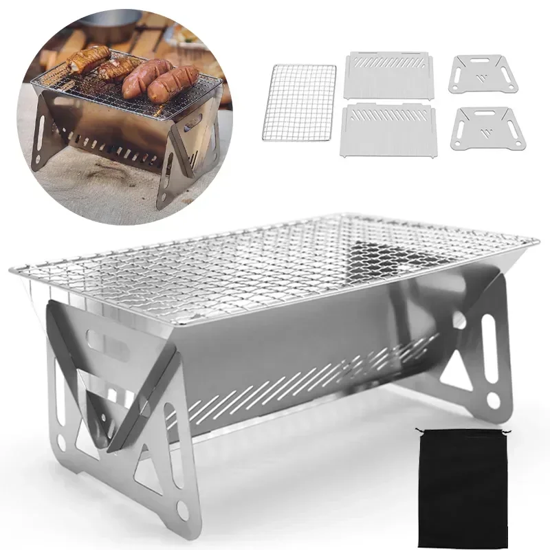 Camping Cooking Cast Iron - Portable Folding Barbecue Grill Heating Stoves