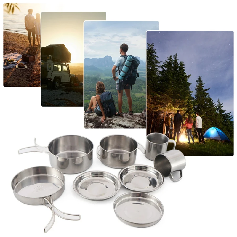 8pcs/Set Camping Cookware Mess - Camping Cooking Hob review and price