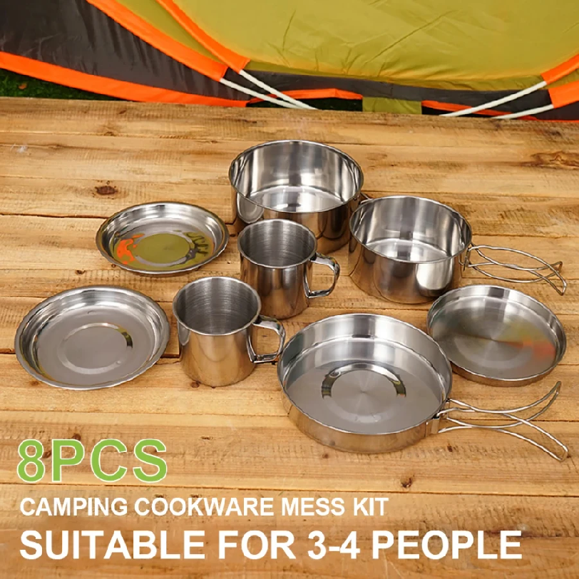 8pcs/Set Camping Cookware Mess - Camping Cooking Hob review and price