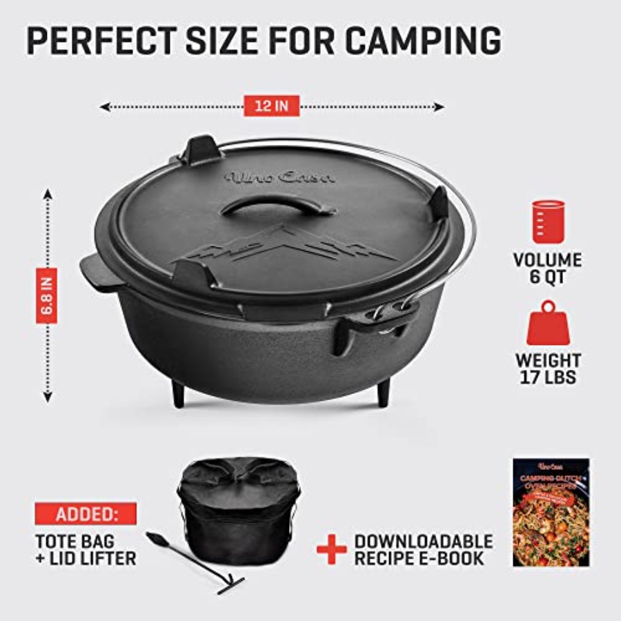 6Qt Cast Iron Camping Dutch Ov - Camping Cooking Cast Iron review and price
