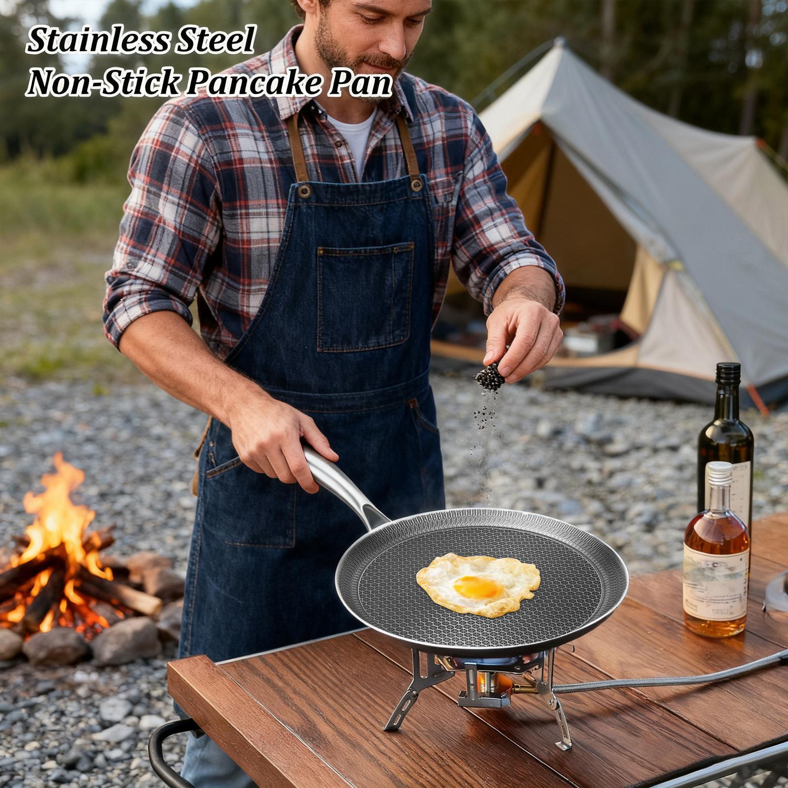 Pancake Pan Honeycomb Coating  - Camping Cooking Without Gas review and price