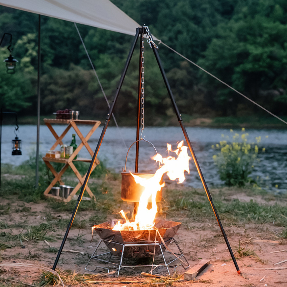 1Pc Outdoor Bonfire Tripod Cam - Camping Cooking Multi Tool review and price
