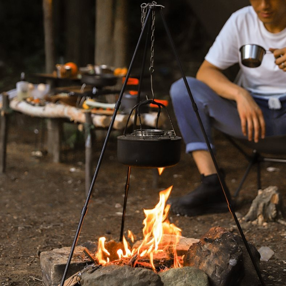 1Pc Outdoor Bonfire Tripod Cam - Camping Cooking Multi Tool review and price