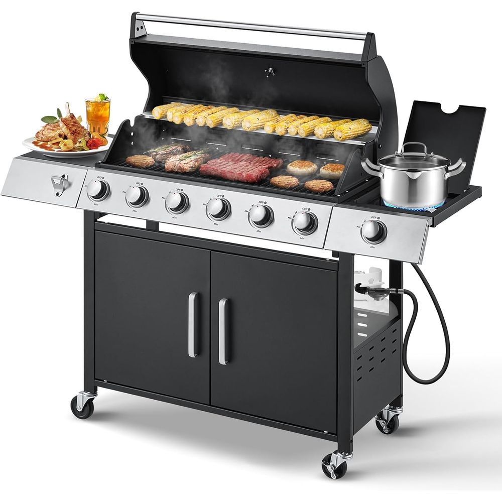 60,000 BTU 6-Burner Propane Ga - Camping Cooking Cast Iron review and price