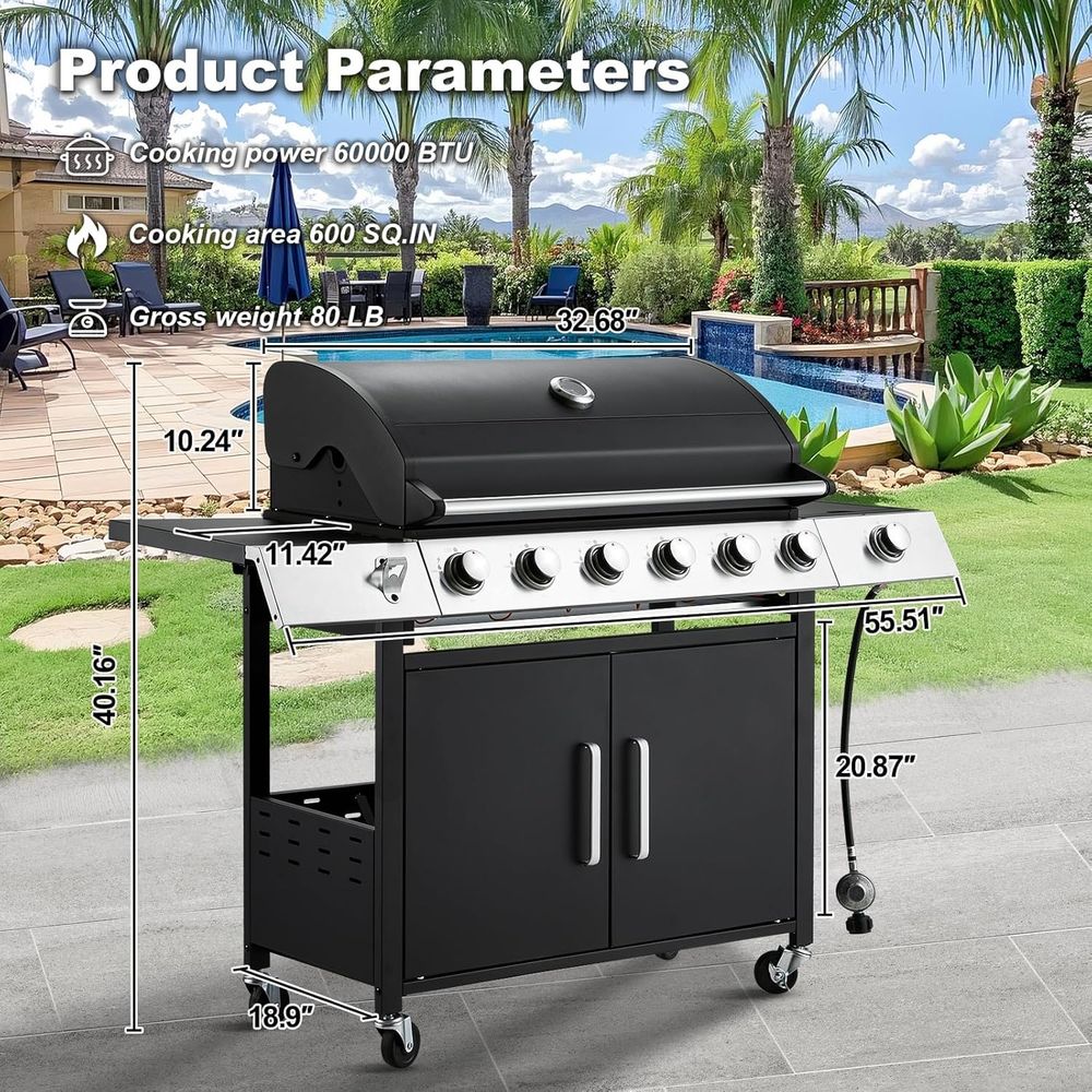 60,000 BTU 6-Burner Propane Ga - Camping Cooking Cast Iron review and price