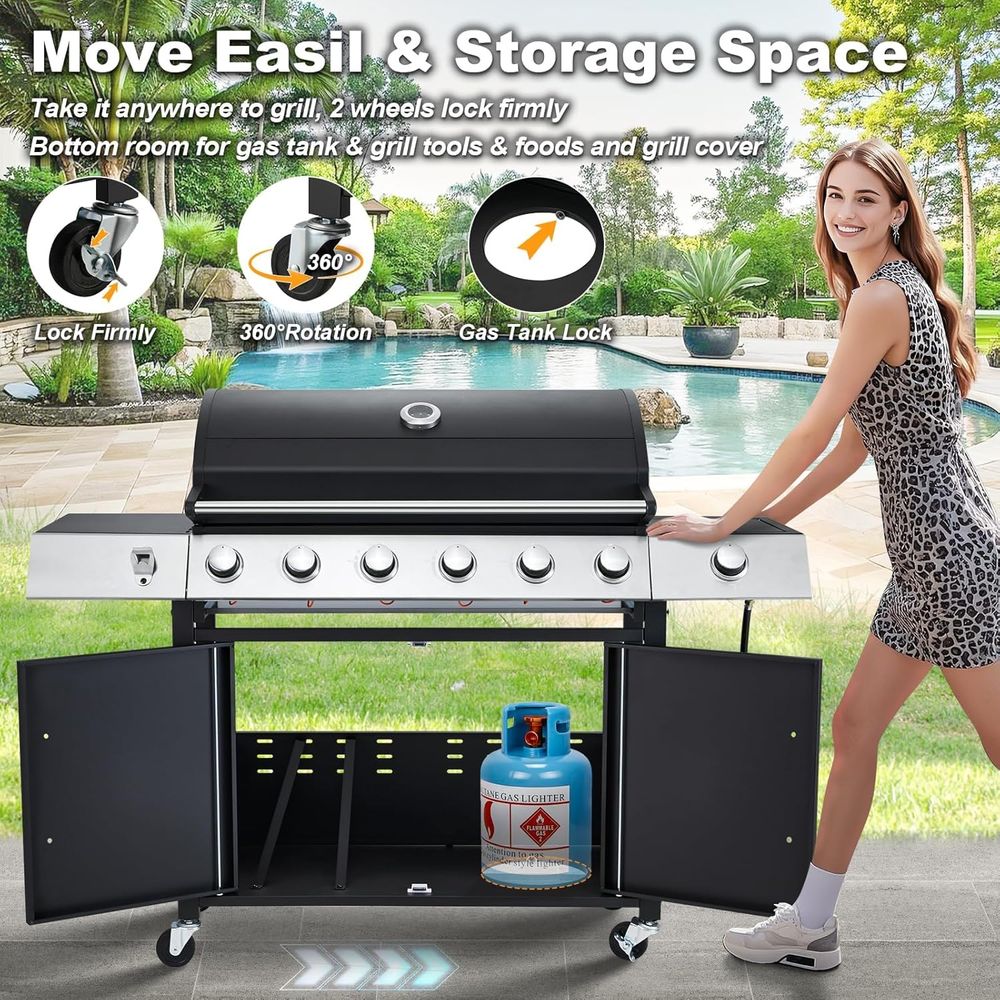 60,000 BTU 6-Burner Propane Ga - Camping Cooking Cast Iron review and price