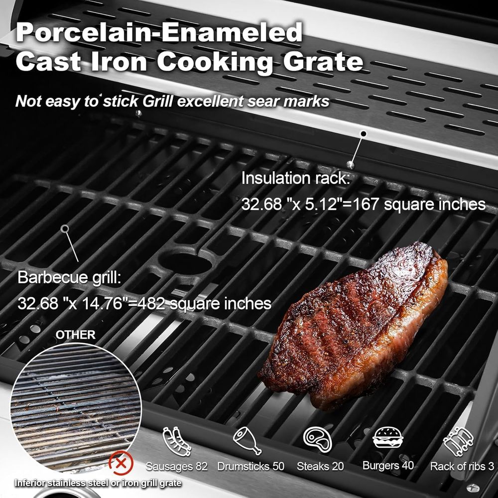 60,000 BTU 6-Burner Propane Ga - Camping Cooking Cast Iron review and price