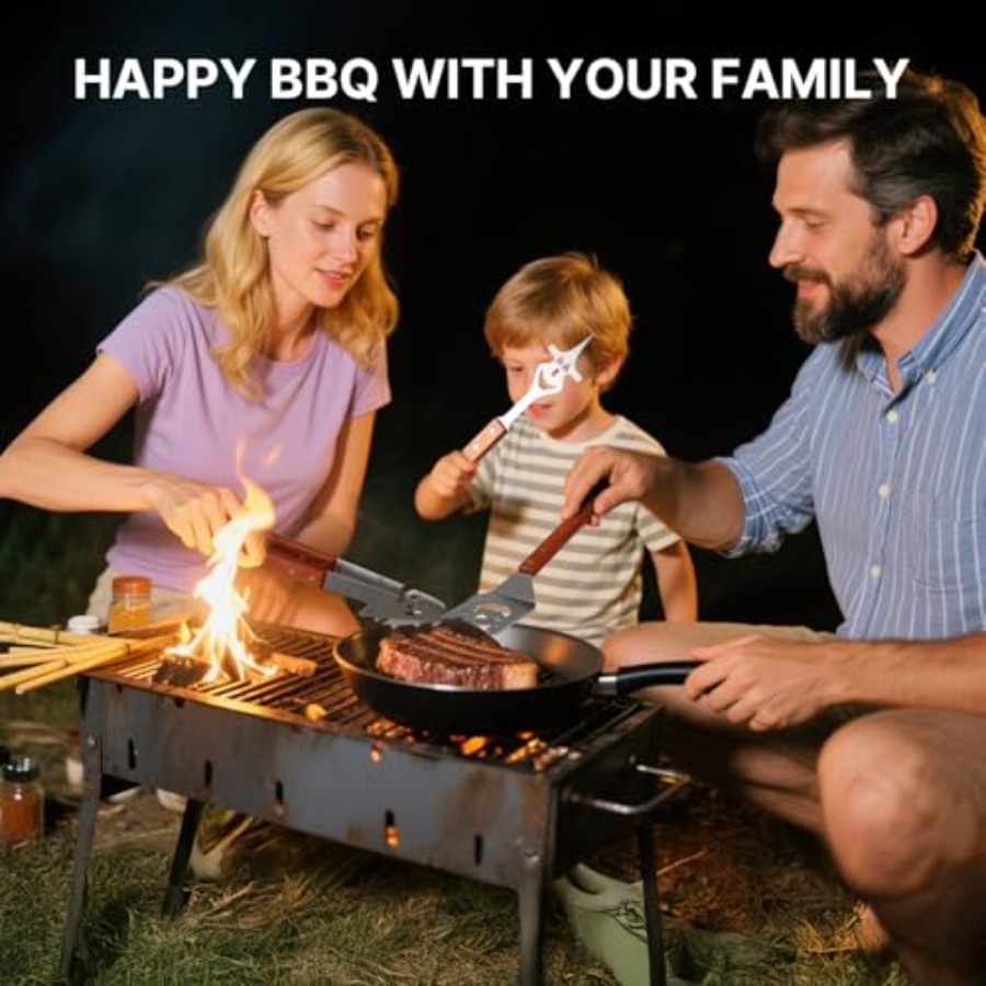 7 in 1 Stainless Steel BBQ Acc - Camping Cooking Tool Set review and price