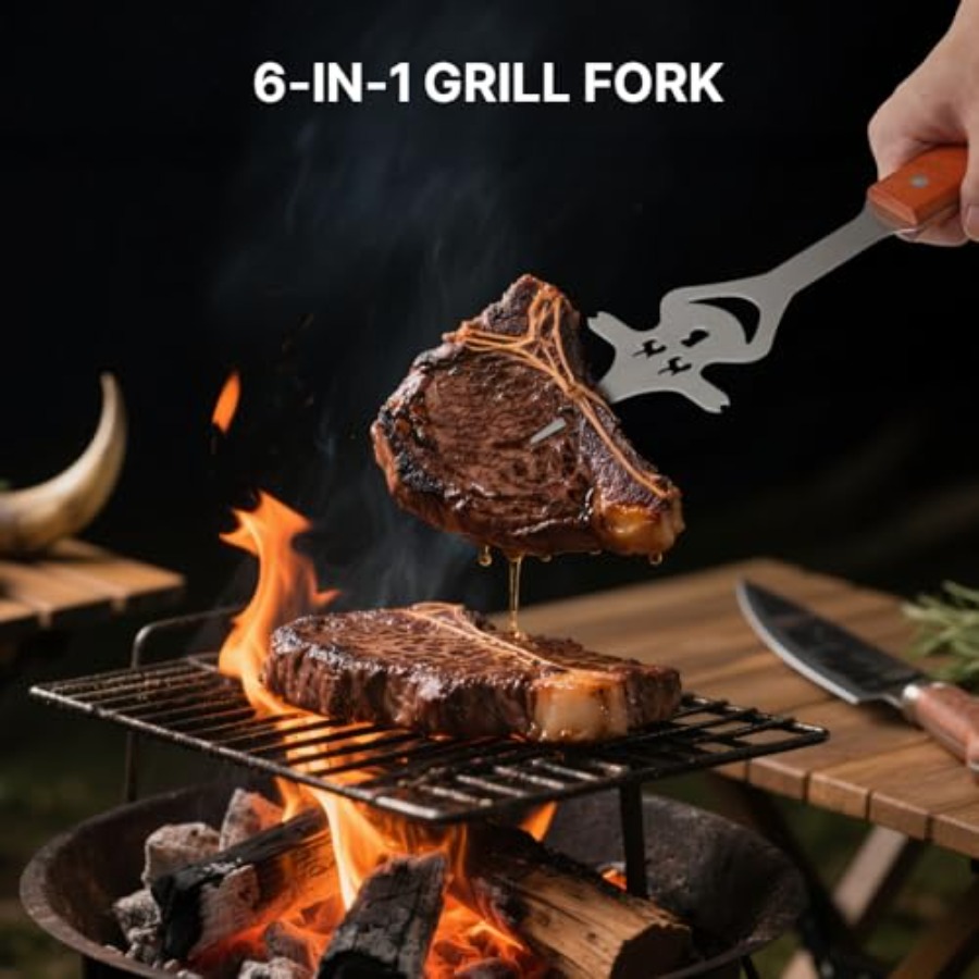 7 in 1 Stainless Steel BBQ Acc - Camping Cooking Tool Set review and price